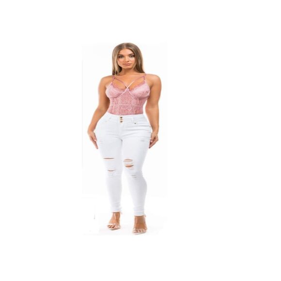 WAIST 34 INCHES SIZE 15 SKINNY JEANS STRETCH DISTRESSED DENIM 15-5 MK182 SZ15 - Picture 1 of 12